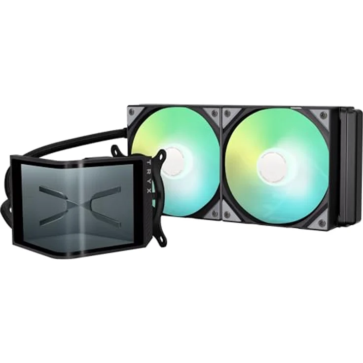 TRYX Panorama SE ARGB, CPU Wasserkühler mit 240-mm-Radiator, ARGB-Beleuchtung und 3D-AMOLED-Display, Schwarz – Bild 2