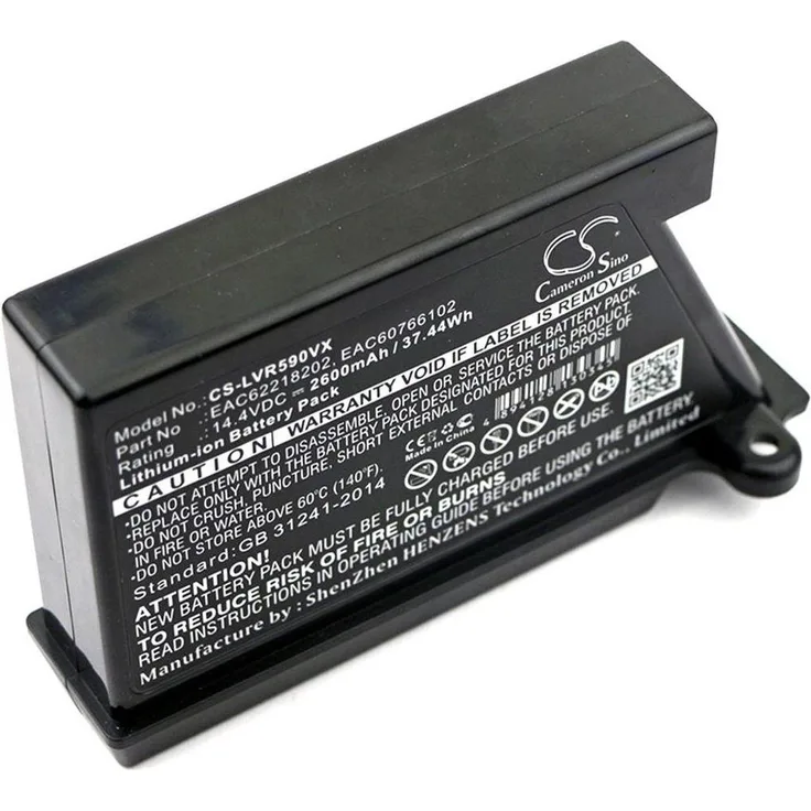 CAMERON SINO Akku für LG Hombot, LG VR, 2600mAh, Li-Ion, 14.4V, bis zu 1200 Ladezyklen, Kunststoffkoffer
