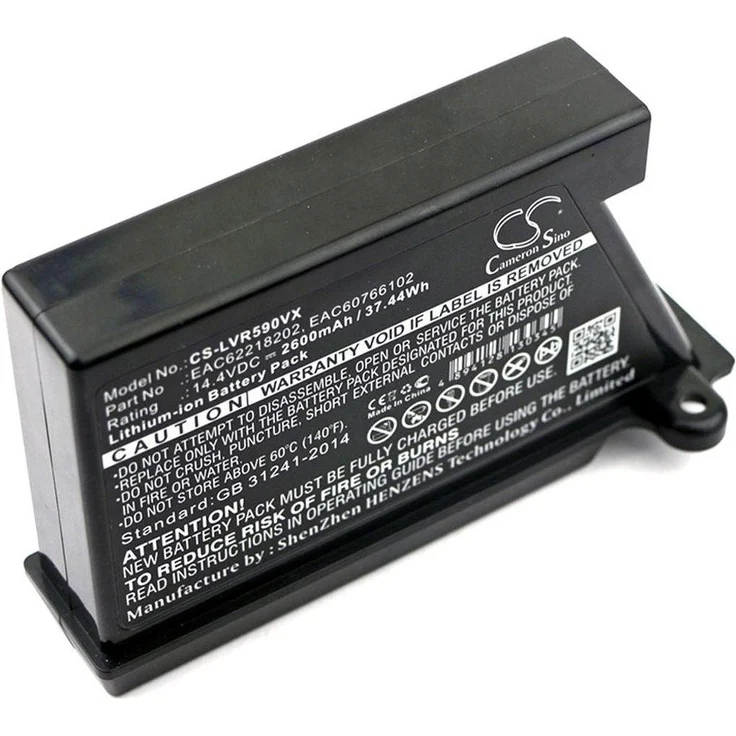 CAMERON SINO Akku für LG Hombot, LG VR, 2600mAh, Li-Ion, 14.4V, bis zu 1200 Ladezyklen, Kunststoffkoffer