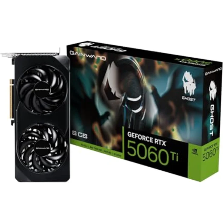 Gainward GeForce RTX 5060 Ti Ghost II OC, 16GB GDDR7 Grafikkarte mit aktiver Kühlung, PCIe 5.0, HDMI und DisplayPort – Bild 2