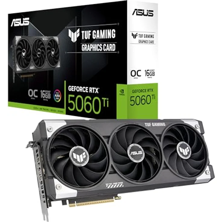ASUS TUF Gaming GeForce RTX 5060 Ti OC Edition, 16GB GDDR7 Grafikkarte mit DLSS 4 und 3 Axial-Tech-Lüftern, PCIe 5.0, Schwarz – Bild 1