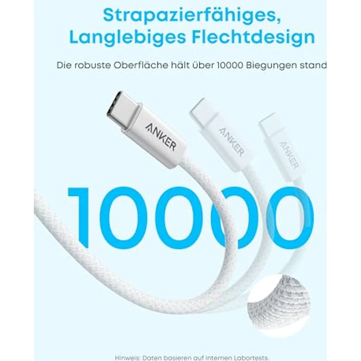 Anker Zolo USB-C Kabel, 1,8m, 3.1A mit nahtloser CarPlay-Verbindung, geflochtenes USB-C Ladekabel für iPhone 17 Pro Max/16/15, Samsung Galaxy S25/S24, MacBook Pro/Air – Bild 4