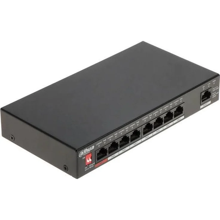 Dahua Technology PFS3009-8ET-96 Unmanaged L2 Fast Ethernet Switch mit 9 Ports, PoE+ 96 Watt, schwarz