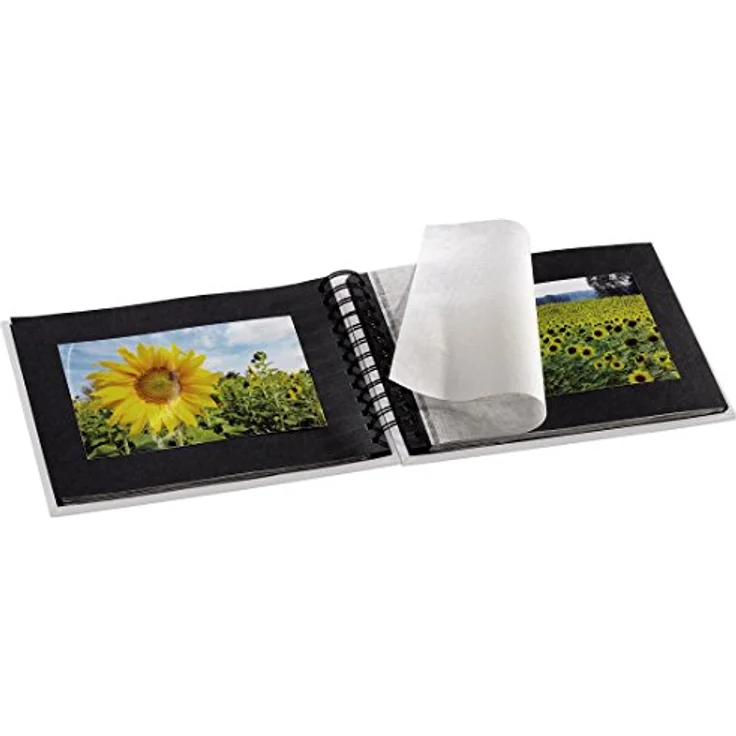 Hama Fotoalbum Spiralalbum, 50 schwarze Seiten, 25 Blatt, Größe 24 x 17 cm, mit Ausschnitt für Bildeinschub, Fotobuch kreide – Bild 4
