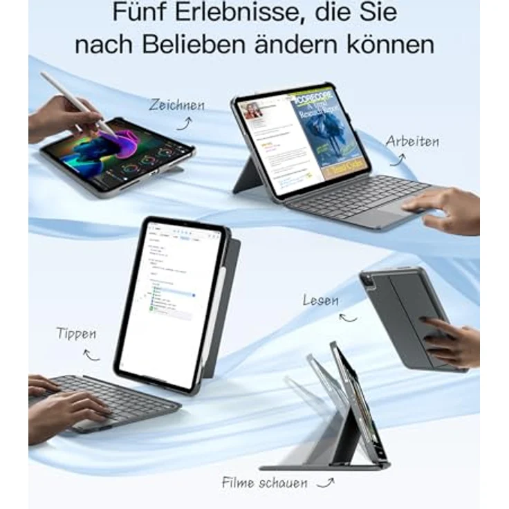 Inateck iPad Tastatur für 11'' iPad Air 6 Gen 2024, iPad 10, iPad Air 5/4 Gen, 11'' iPad Pro (Ultraleicht, Abnehmbar, Touchpad, Tragbar) – Bild 4