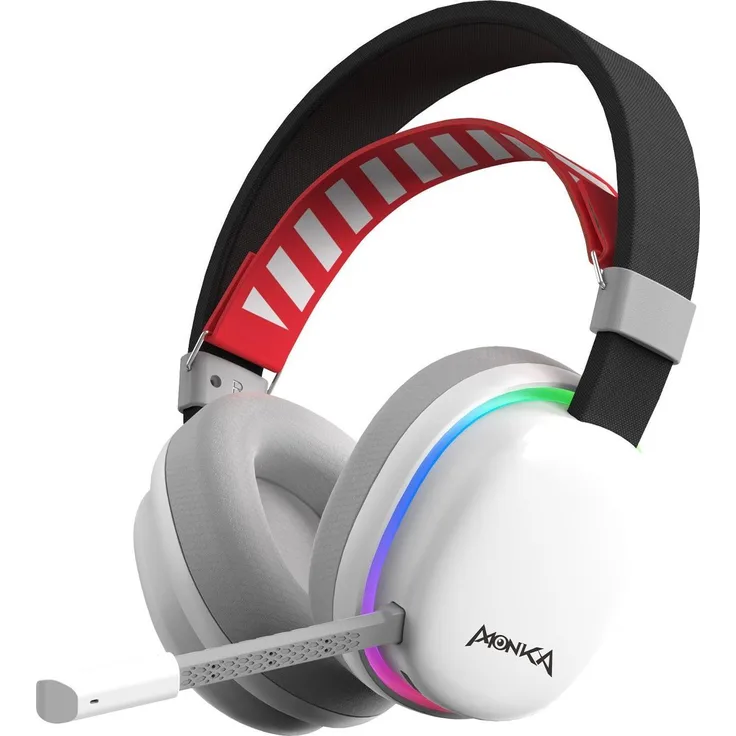 Marvo MONKA ECHO, True Wireless Kopfhörer mit Mikrofon, kabellos, unterbeleuchtet, weiss, Virtual Surround Ausgabe