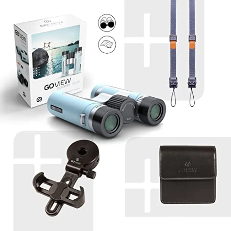 GoView ZOOMR 8x26 kleines, leichtes Fernglas (8-Fach Zoom, Magnesiumgehäuse, inkl. Smartphone-Adapter & Zubehör) Miami Blau – Bild 4