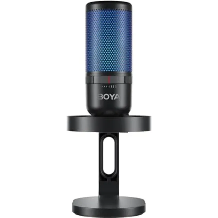 Boya K3 USB Mikrofon, beleuchtetes Kondensatormikrofon mit Geräuschunterdrückung und 48 kHz/24-Bit Audioqualität