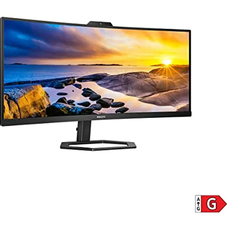 Philips 34E1C5600HE - 34 Zoll WQHD Curved Monitor, Webcam, höhenverstellbar (3440x1440, 100Hz, HDMI, DisplayPort, USB-C, USB Hub) schwarz – Bild 5