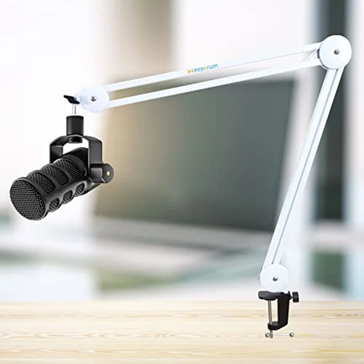 RØDE Podmic USB Sprecher Mikrofon mit XLR und USB-C Anschluss + keepdrum Gelenkarm MS138 Weiss – Bild 3