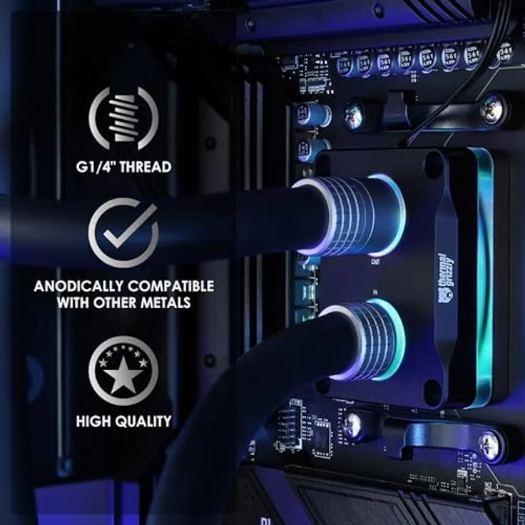 Thermal Grizzly DeltaMate Fitting HT16, Wasserkühlung mit Matt Nickel Finish, 6er Pack – Bild 3