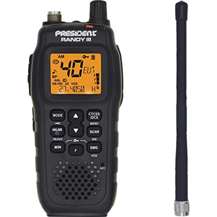 President ASC PRÄSIDENT Randy III, CB-Handfunkgerät mit 40 Kanälen, automatischer Rauschsperre und tragbarem Lithium-Ionen-Akku – Bild 1