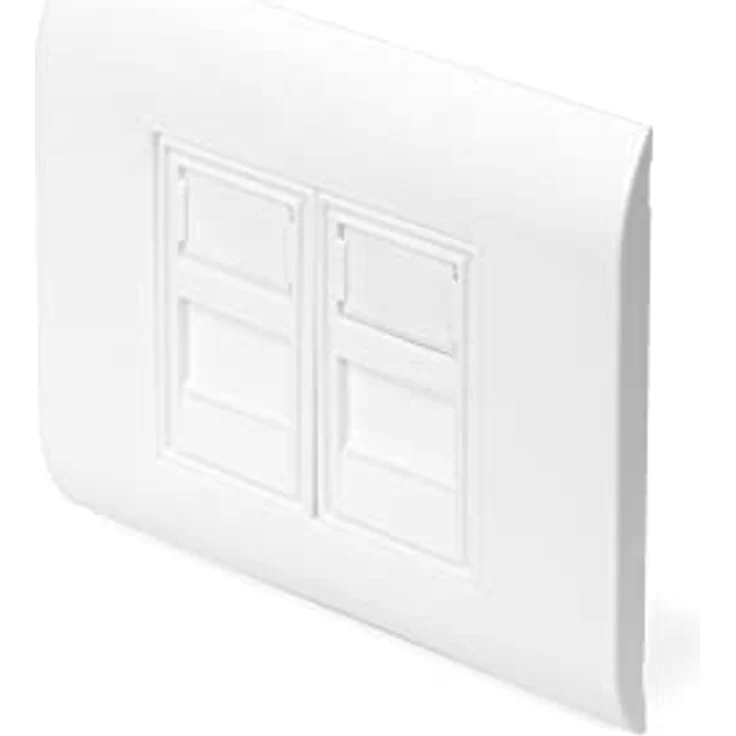 Digitus DN-93802 Keystone-Halterung 2-fach, Anschlussdose mit integrierten Staubschutzklappen, weiß – Bild 3