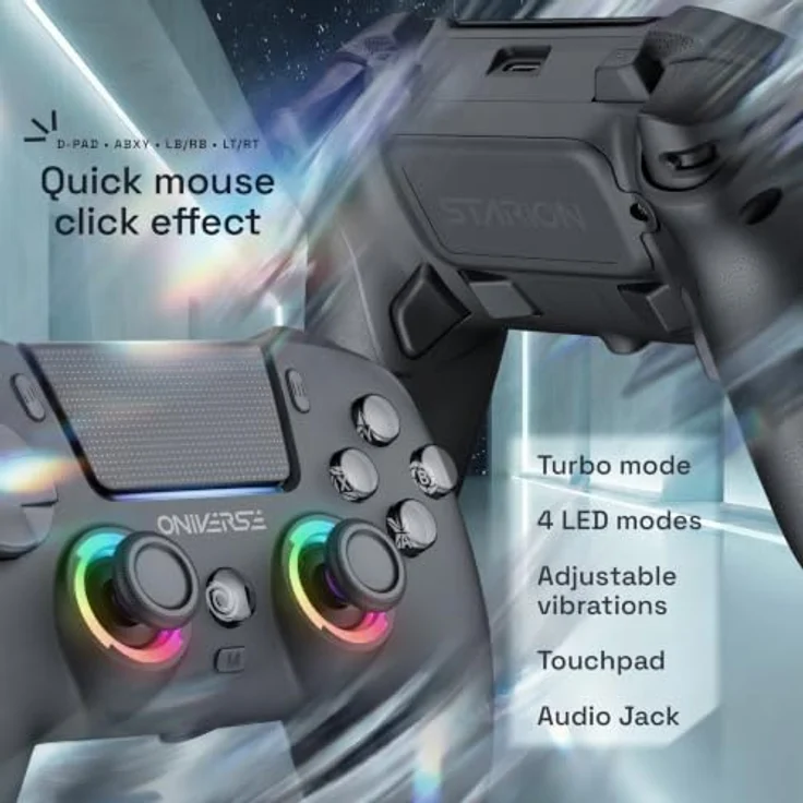 Oniverse Starion - Wireless Controller - Bluetooth Gamepad für Android, PC, PS5 & PS3, Schwarz – Bild 6