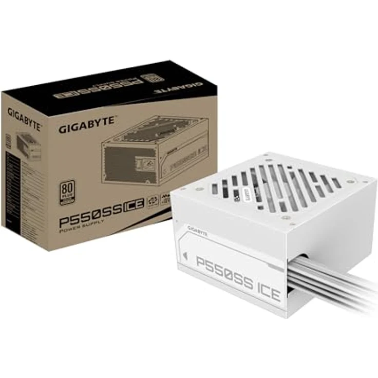 Gigabyte P550SS ICE 550Watt (550 W), PC Netzteil mit 80 PLUS SILVER-Zertifizierung, aktive Kühlung und eleganter Ice White-Finish – Bild 1