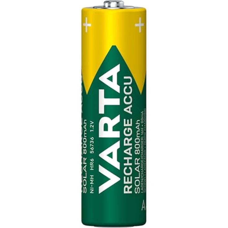 VARTA Recharge Akku Solar AA Mignon (HR6, Ni-Mh Akku 800 mAh, wiederaufladbar ohne Memory-Effekt) 2er Pack – Bild 2