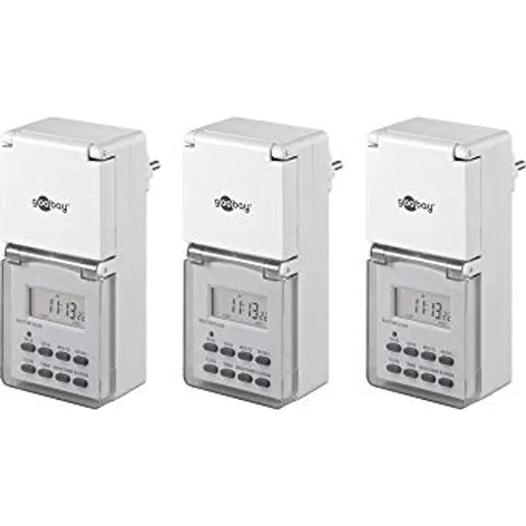 Goobay 3er Pack Digitale Zeitschaltuhr IP44, 3 ) (Pack of 3) – Bild 2
