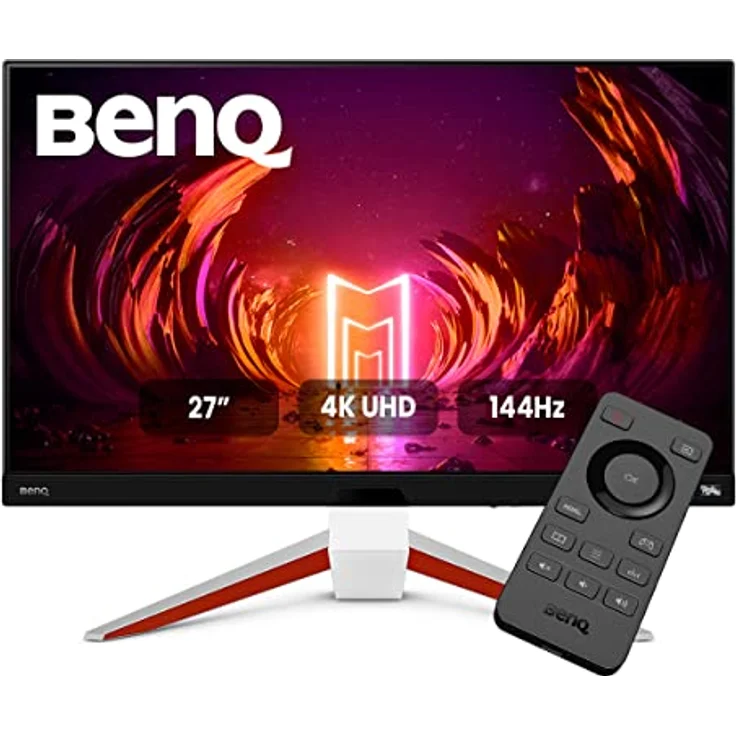 BenQ MOBIUZ EX2710U 4K Gaming Monitor (27 Zoll, IPS, 144 Hz, 1ms, HDR 600, HDMI 2.1, 48 Gbps volle Bandbreite, VRR kompatibel für PS5, Fernbedienung), Weiß – Bild 1