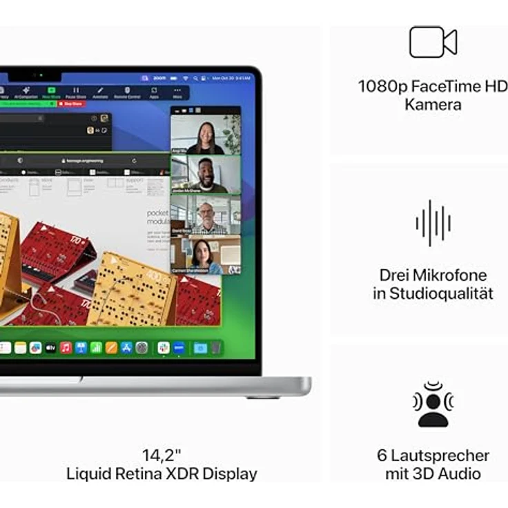 Apple MacBook Pro 14" (2023), Apple M3 Pro, 18 GB RAM, 512 GB SSD, Silber – Bild 4