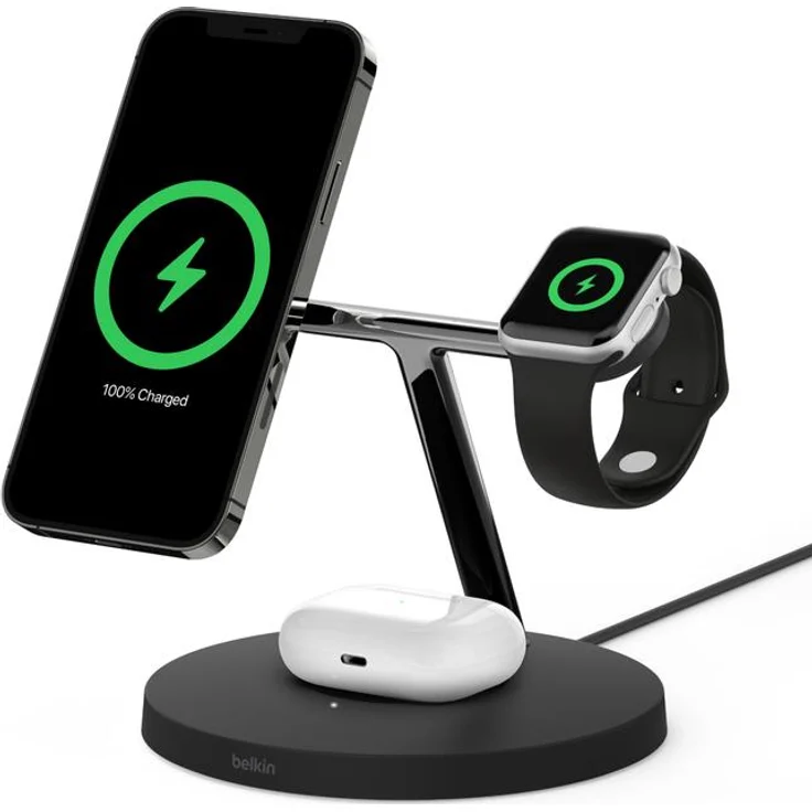 Belkin MAGSAFE 3IN1 WIRELESS CHARGER BLA (15 W), Wireless Charger, Schwarz