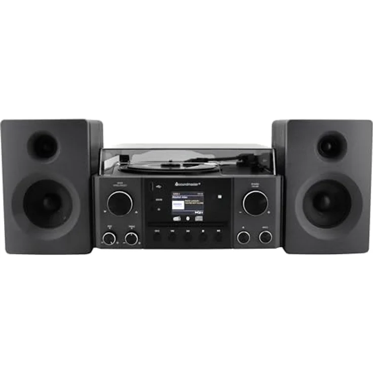 Soundmaster MCD1950, Schwarz Stereoanlage mit DAB+/UKW-RDS Radio, CD/USB Wiedergabe, Bluetooth, Plattenspieler und Fernbedienung – Bild 2