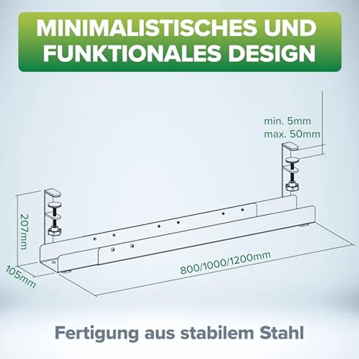 Inline Montagekomponente für Kabelführung, Stahl, schwarz, unter dem Schreibtisch – Bild 4