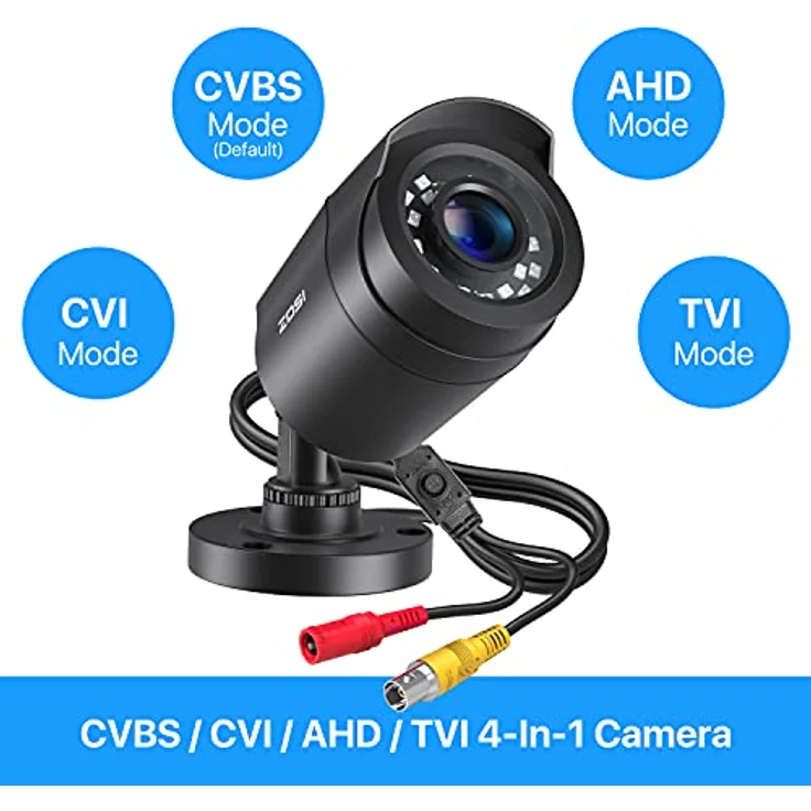 ZOSI 1080P HD Außen Video Überwachungskamera 4-in-1 TVI/CVI/AHD/CVBS 960H CCTV Kamera mit OSD 24M IR Nachtsicht, wetterfest, 3.6 mm Objektiv, IP66, schwarz - Preisvergleich – Bild 4