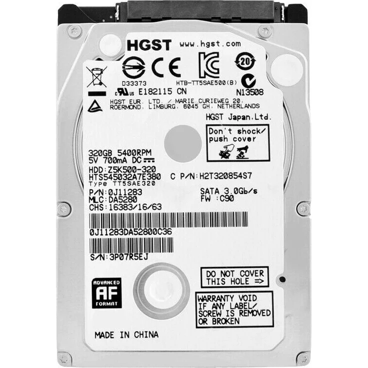 HGST HTS545032A7E380, 320GB 2.5" SATA II Festplatte mit 8MB Cache und 5400RPM, leise und zuverlässig
