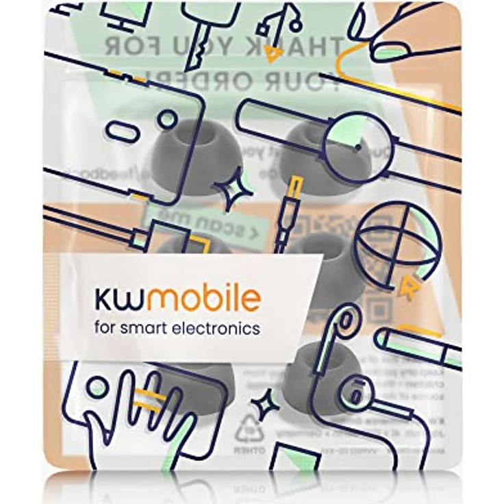 kwmobile 6X Polster kompatibel mit Oppo Enco Free2 / Enco Free 2i / Enco X - 3 Größen - Silikon Ohrstöpsel In-Ear Kopfhörer, Schwarz – Bild 5