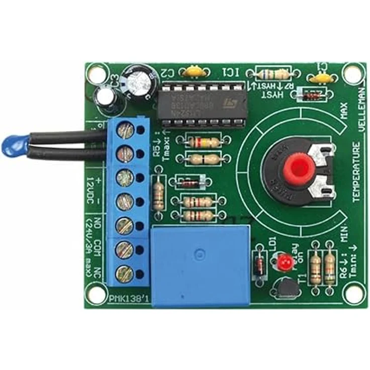 Whadda Thermostat Lötbausatz, DIY-Modul mit LED-Anzeige und NTC-Temperatursensor, Temperaturbereich +5 °C bis +30 °C – Bild 7