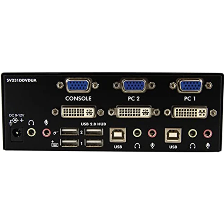 StarTech.com Dual DVI VGA 2 Port Monitor Audio Switch 2-fach KVM Umschalter USB 2.0 1920x1200 - 2 x USB 2.0 4 x DVI-I 4 x Klinke (Buchse) – Bild 3
