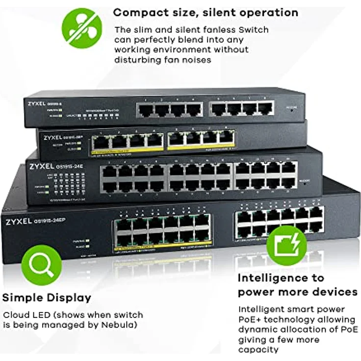 Zyxel 24-Port Gigabit Cloud-Based Switch | 24-Port GbE Smart hybrid Mode Switch | Standalone or NebulaFlex Cloud | Rackmount, fanless [GS1915-24E] – Bild 5
