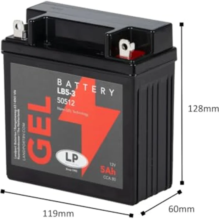 Landport LB5-3, 12V 5Ah Gel-Motorradbatterie mit hoher Startleistung und wartungsfreiem Design – Bild 5