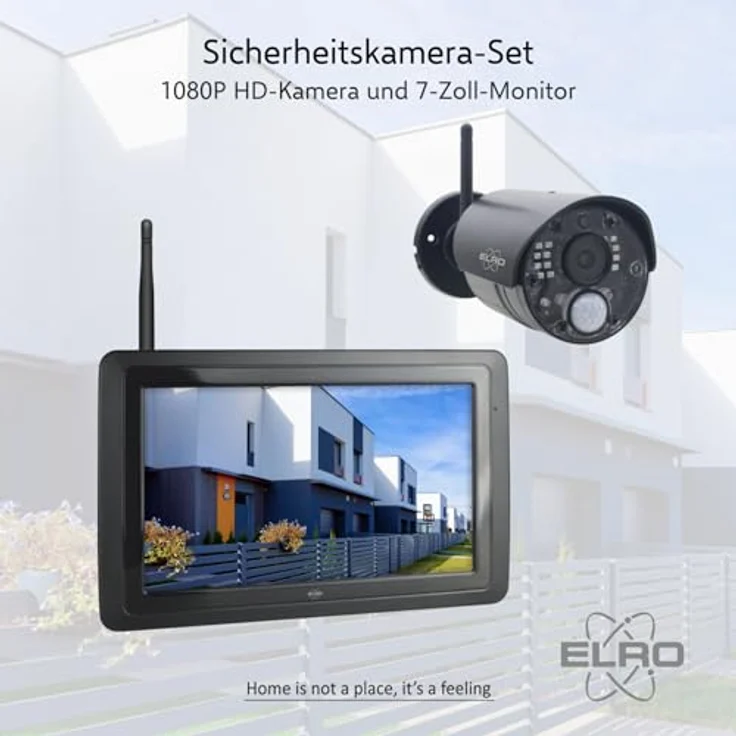 ELRO CZ40RIPS Kabelloses Überwachungssystem, Full-HD 1080p Kamera mit Nachtsicht, 7'' Monitor & App, IP65 - Sicherheitssystem in Full-HD Qualität – Bild 2