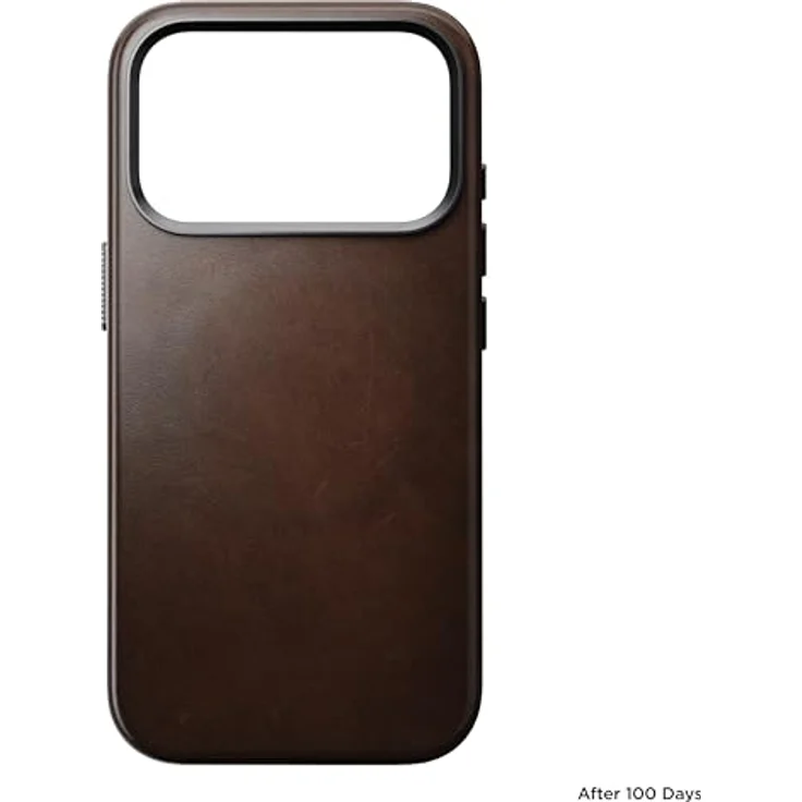 NOMAD Traditional Leather Case für iPhone 17 Pro, Echtleder Schutzhülle in Rustic Brown, MagSafe-kompatibel, mit erhöhtem Rand und Mikrofaserauskleidung – Bild 3