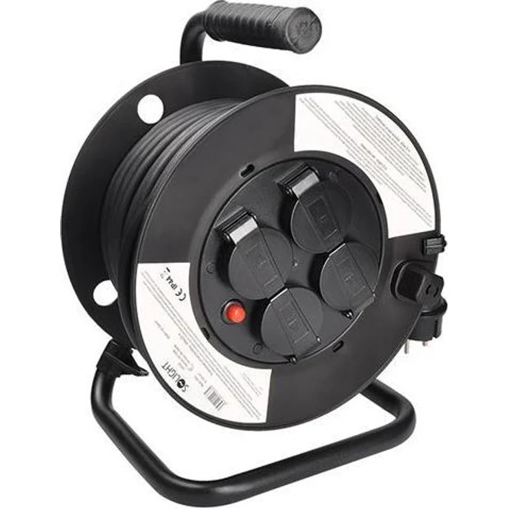 Olight Solight PB33, Kabelrolle mit 4 AC-Ausgängen, 25m Gummischlauch, IP44, schwarz