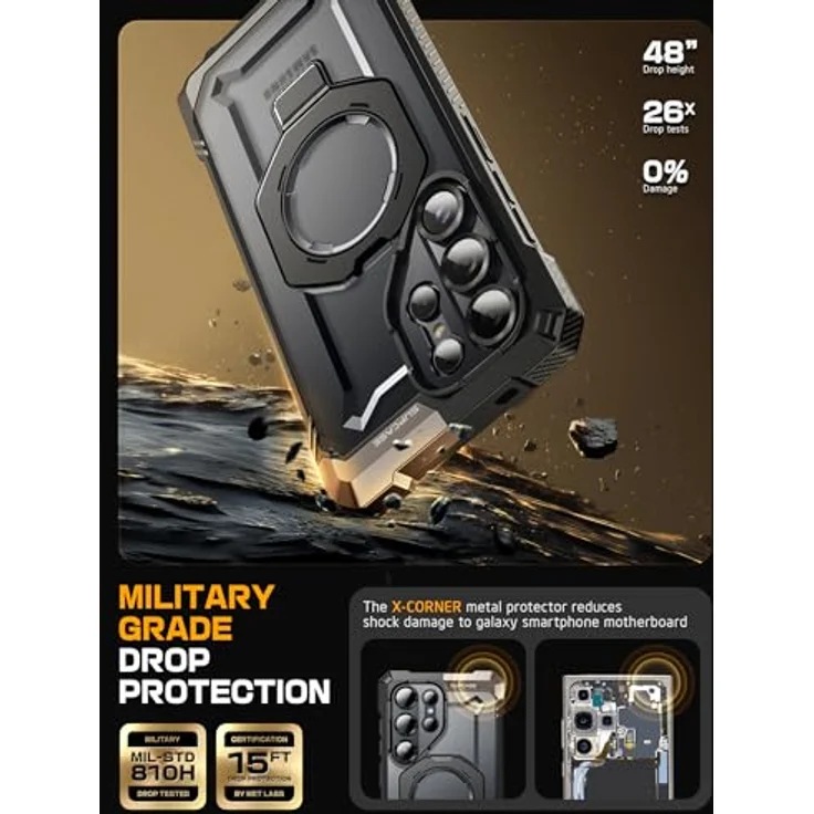 SupCase Samsung Galaxy S25 Ultra Hülle mit Ringständer Unicorn Beetle Grip SPen Friendlich Schwarz [MagSafe kompatibel] – Bild 4