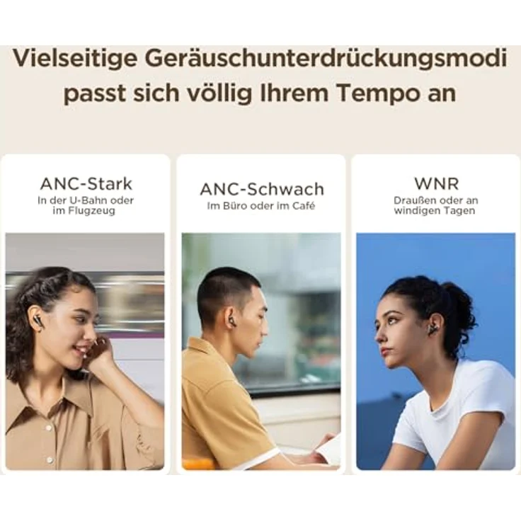 1MORE Q30 Active Noise Cancelling Kopfhörer, Kopfhörer Kabellos mit 42dB Adaptiver Geräuschunterdrückung, Bluetooth 5.3 In Ear Noise Cancelling Ohrhörer, 6 Mikrofonen, Räumlichem Audio, 30H Spielzeit – Bild 2