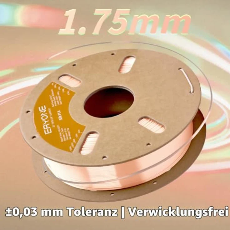 ERYONE Silk PLA Filament 1.75 mm, 1 kg Spule, Seiden PLA Apricot, hohe Druckqualität, kompatibel mit gängigen 3D-Druckern – Bild 3