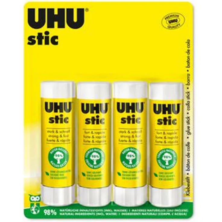 UHU Klebestift 40g, umweltfreundlich, permanent, 4 Stück