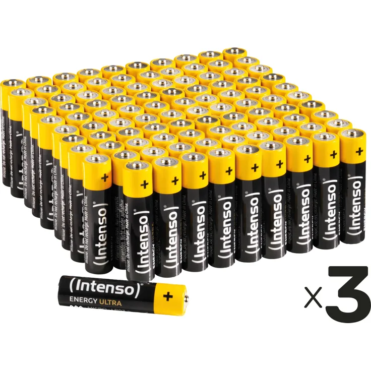 INTENSO Micro-Batterie-Set Energy Ultra, Alkaline Manganese, AAA LR03, 300 Stück, 1,5 V, 1250 mAh