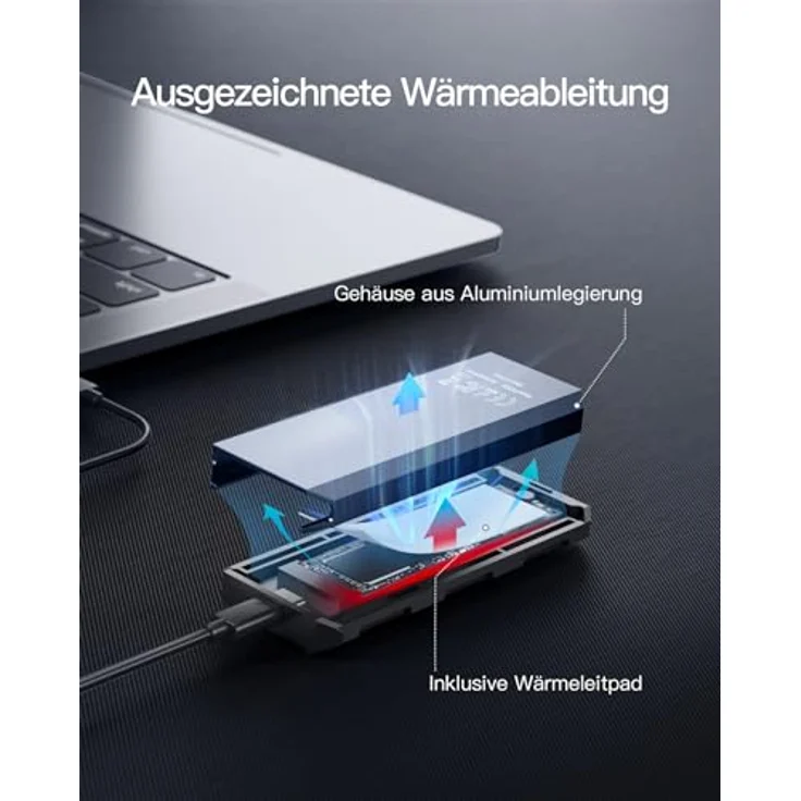 Inateck RGB M.2 NVMe SATA SSD Gehäuse 10 Gbps, USB 3.2 Gen 2 Gehäuse unterstützt UASP Trim für NVME/SATA SSDs 2230/2242/2260/2280(M Key/B+M Key), werkzeuglose Installation (bis zu 4TB), FE2024, Intelligente RGB-Übertragungsanzeige, Aluminiumlegierung (schwarz) – Bild 5