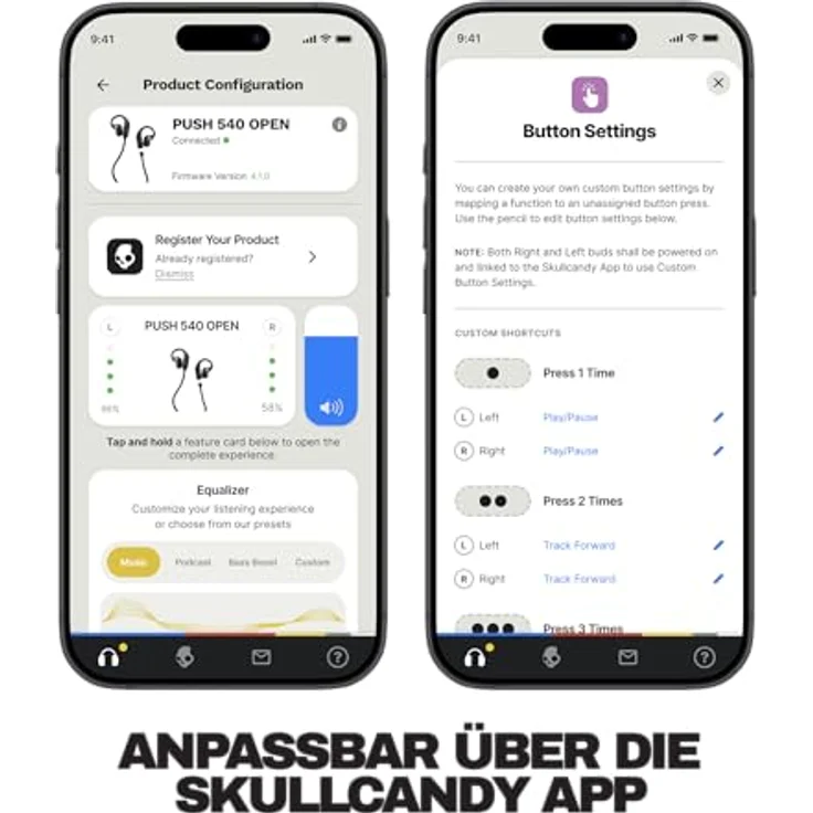 Skullcandy Push 540, Drahtlose Bluetooth Open-Ear-Ohrhörer mit bis zu 42 Stunden Akkulaufzeit, schwarz – Bild 7