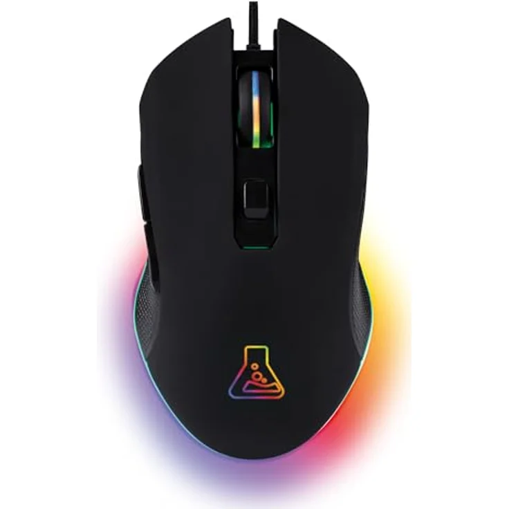 THE G-LAB Kult Helium USB-Gamer-Maus mit Kabel - Optischer Sensor mit 800 bis 3200 DPI, 7-farbige LED-Hintergrundbeleuchtung, 6 Tasten - Bequeme und Leichte Gaming-Maus – PC Mac Xbox One PS4 (Schwarz) – Bild 2