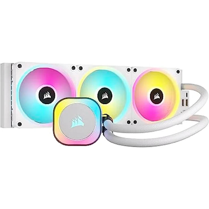 CORSAIR iCUE LINK H150i RGB Flüssig-CPU-Kühler - 360mm AIO - QX120 RGB-Lüfter - Passend Für Intel® LGA 1700, AMD® AM5 - iCUE LINK System Hub Enthalten - Weiß – Bild 1