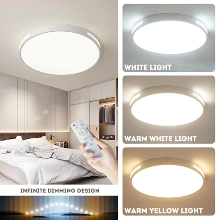 Style home 96W LED Deckenleuchte Dimmbar mit Fernbedienung, Ø50x5cm ultraslim (Weiß) – Bild 2