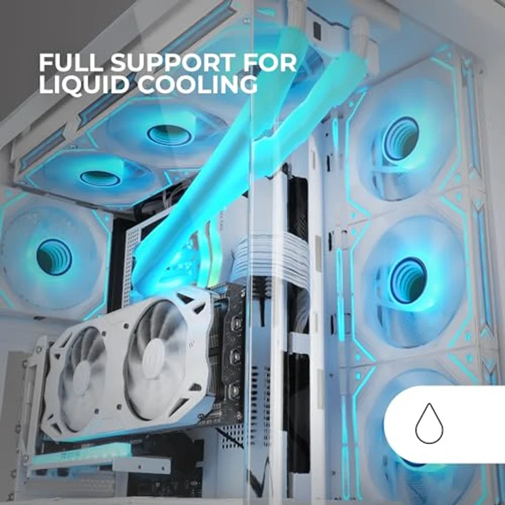 Mars Gaming MC100, ATX Gaming Gehäuse mit 9 cm FRGB Lüfter, Convect-Cool Belüftung, Schwarz, Doppelkammer-Design, optimierte Kühlung, Platz für 10 Lüfter – Bild 4