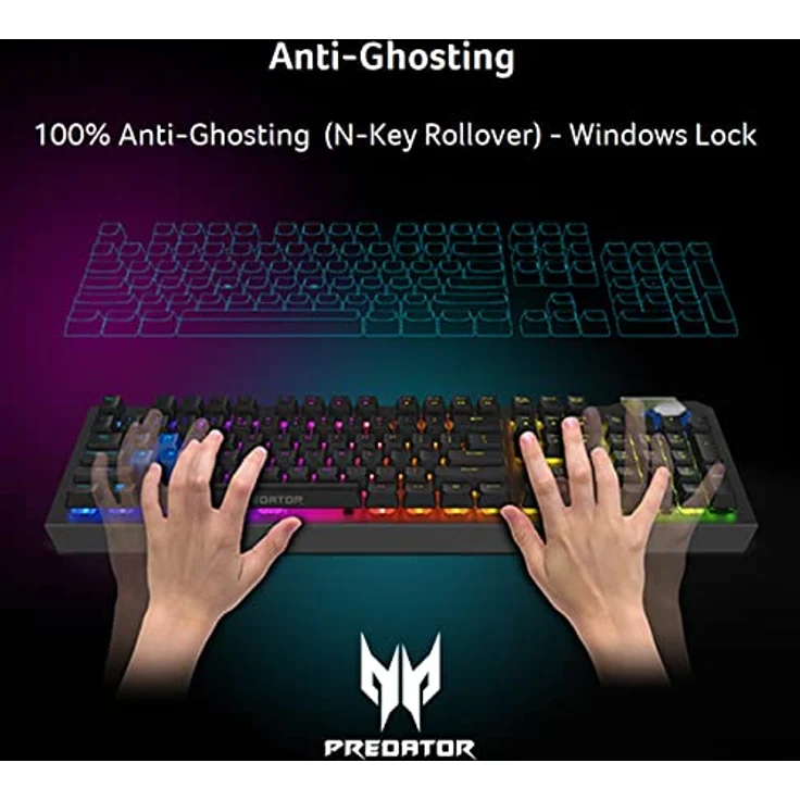 Acer Predator Aethon 700 Gaming-Tastatur: Clicky oder Linear – Ihre Wahl, 16.8 m RGB-Farben Hintergrundbeleuchtung, programmierbar, 100 % Anti-Ghosting, magnetische Handgelenkauflage – Bild 5
