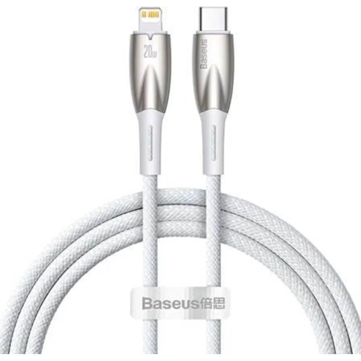 Baseus USB-C zu Lightning Glimmer Series, 20W Schnelllade-Kabel, 1m, weiß, 480 Mbps Datenübertragung
