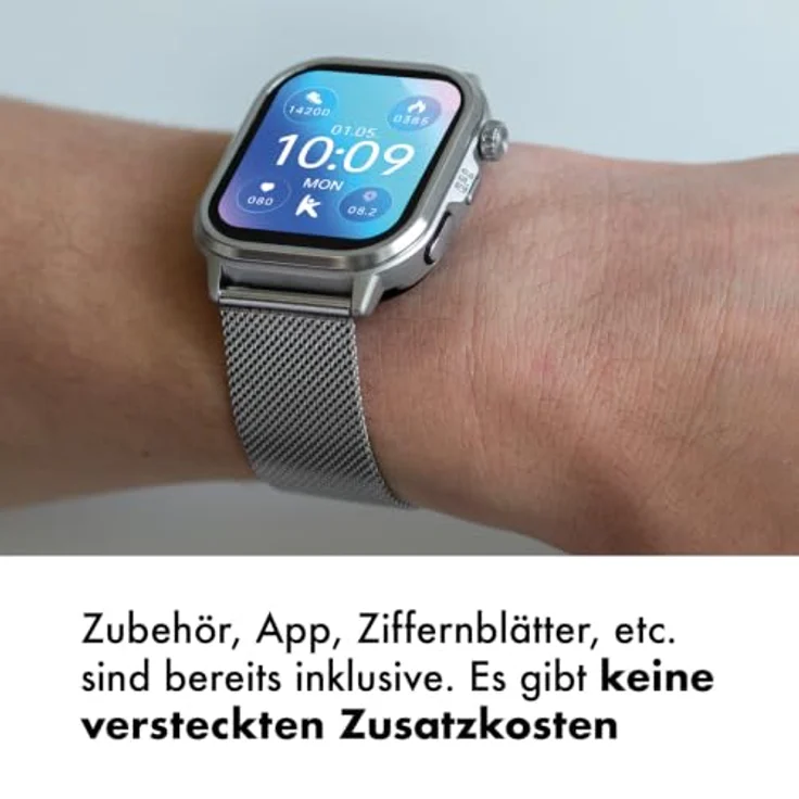 Knauermann PRO 4 Ultra Gesundheitsuhr, 1,95 Zoll AMOLED Display, integriertes GPS, langanhaltende Akkulaufzeit bis 25 Tage, Milanaiseband – Bild 8
